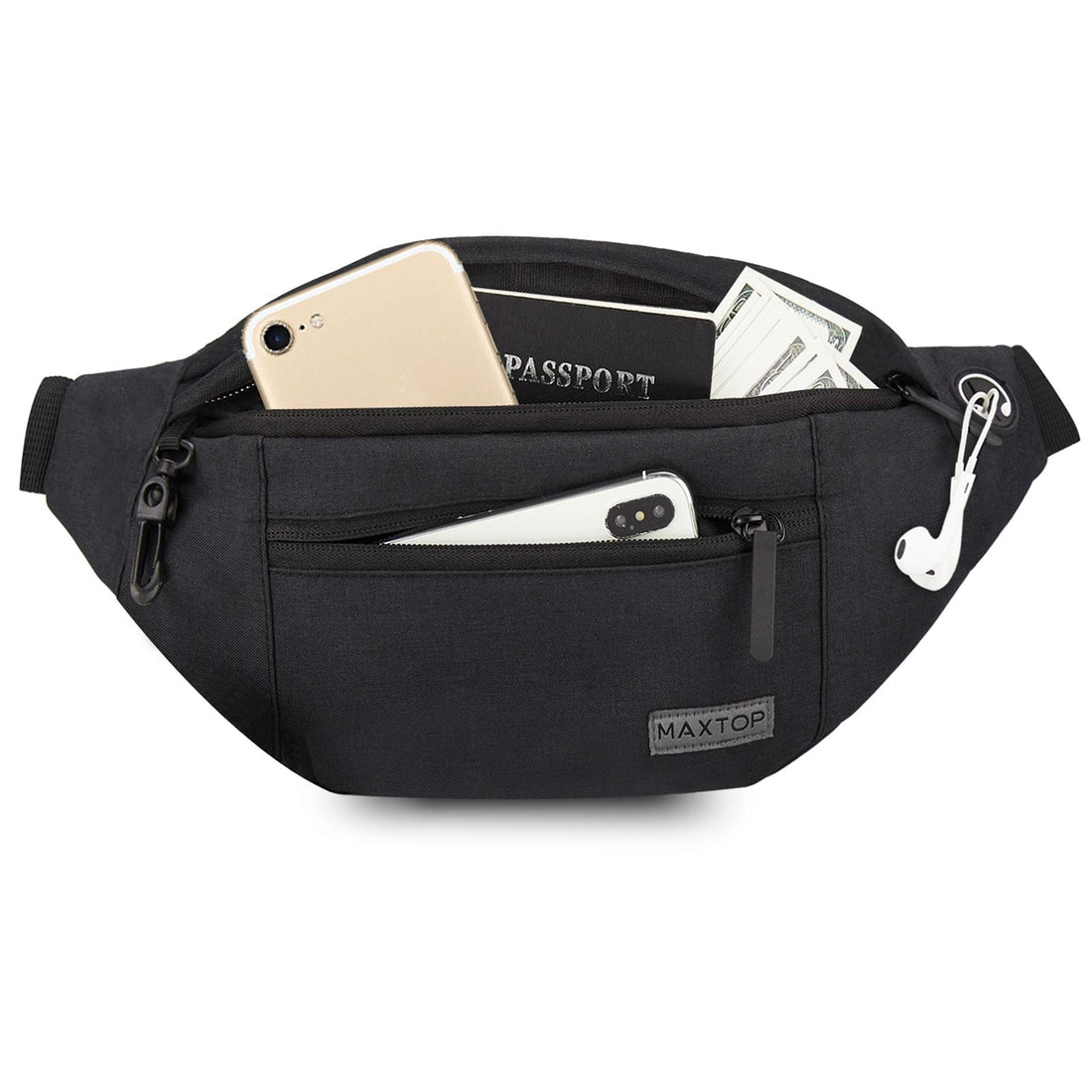 MAXTOP Large Crossbody Fanny Pack With 4-Zipper Pockets