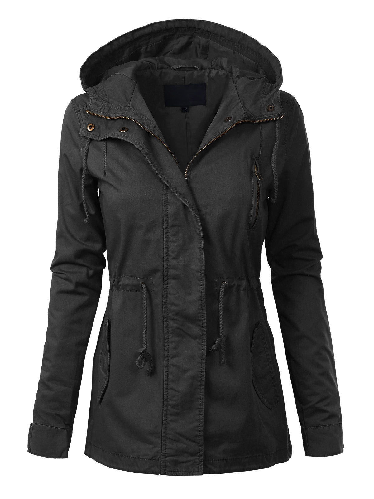 MixMatchy Women’s Casual Anorak Military Utility Jacket With Hoodie