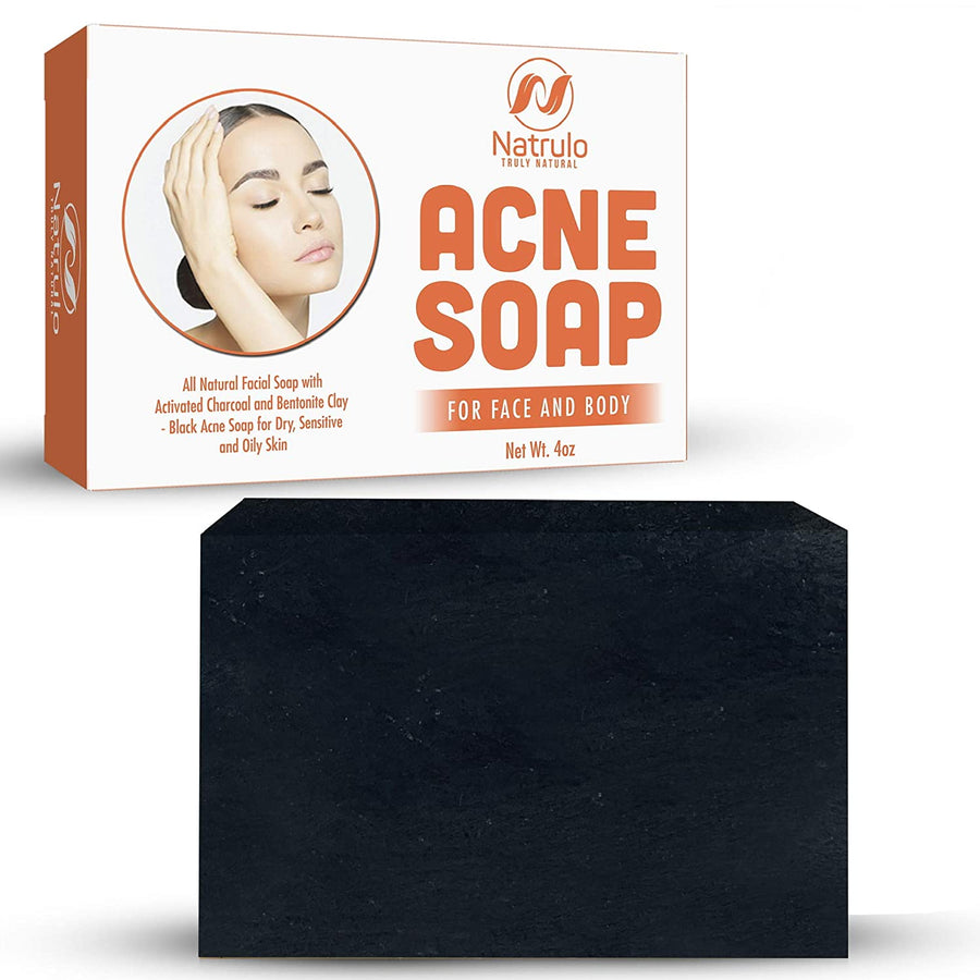 Natrulo Acne Bar Soap with Activated Charcoal & Bentonite Clay