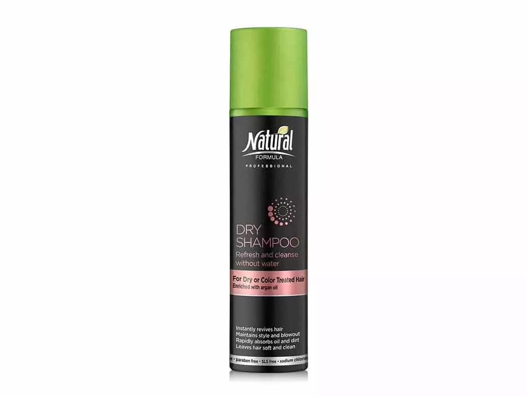 Natural Formula Dry Shampoo For Dry, Damaged or Color Treated Hair - Argan Oil Infused Dry Shampoo Hair Spray ? Leaves No White Residue - Sodium Chloride Salt, Talc, SLS And Paraben Free 6.76 Fl Oz