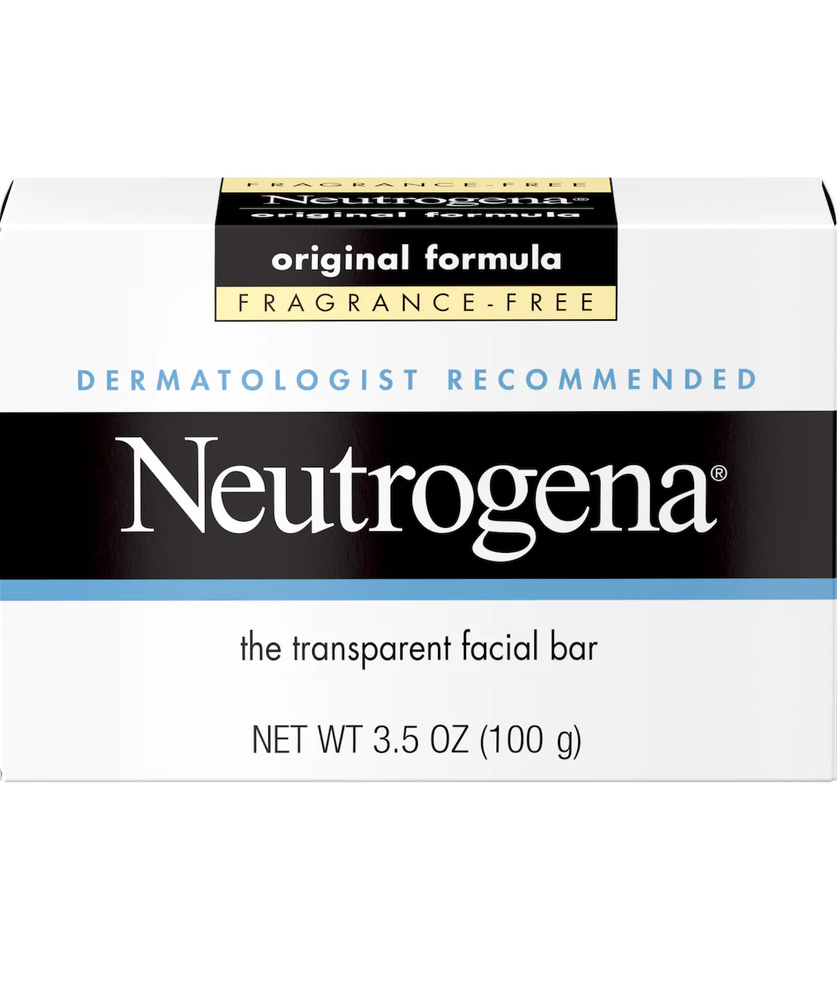 Neutrogena Original Amber Bar Fragrance-Free Facial Cleansing Bar with Glycerin, Pure & Transparent Gentle Face Wash Bar Soap, Free of Harsh Detergents, & Dyes, Hypoallergenic, 3.5 Oz