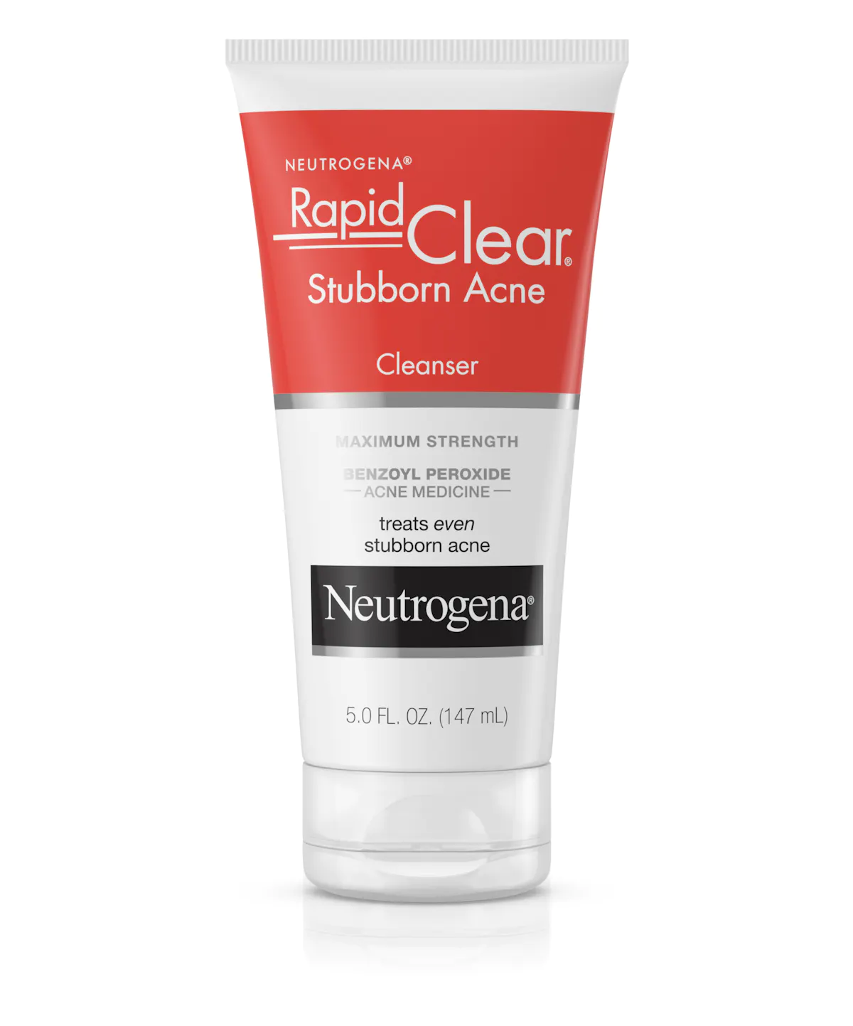 Neutrogena Rapid Clear Stubborn Acne Face Wash with 10% Benzoyl Peroxide Acne Treatment Medicine, Daily Facial Cleanser to Reduce Size and Redness of Acne, Benzoyl Peroxide Acne Face Wash, 5 Fl Oz Stubborn Acne Wash