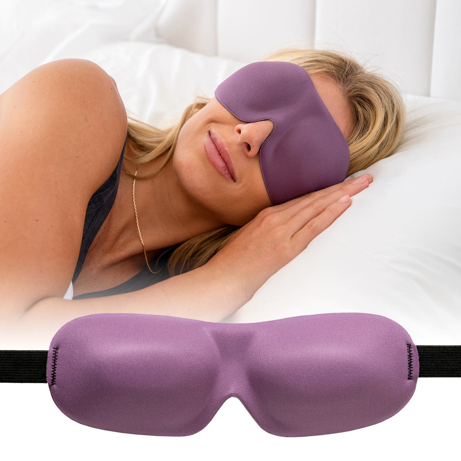 Nidra Deep Rest Luxury Sleep Mask, Contoured Sleep Mask for Women and Men, Purple