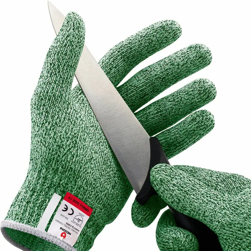 NoCry Cut Resistant Gloves - Ambidextrous, Food Grade, High Performance Level 5 Protection. Size Extra Large, Green, Complimentary Ebook Included X-Large