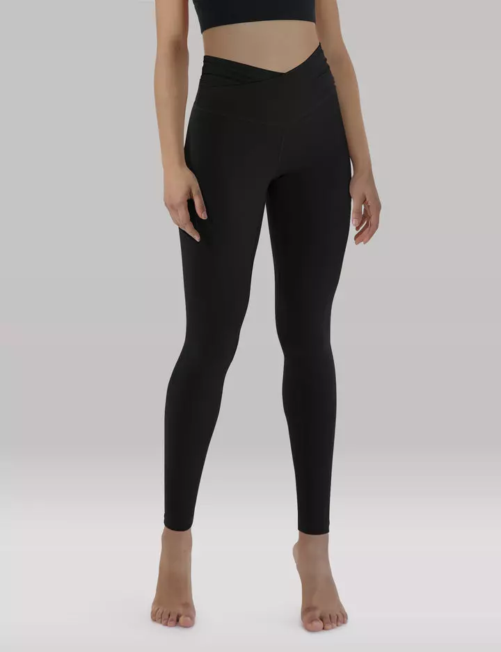 ODODOS Cross Waist Leggings – Black