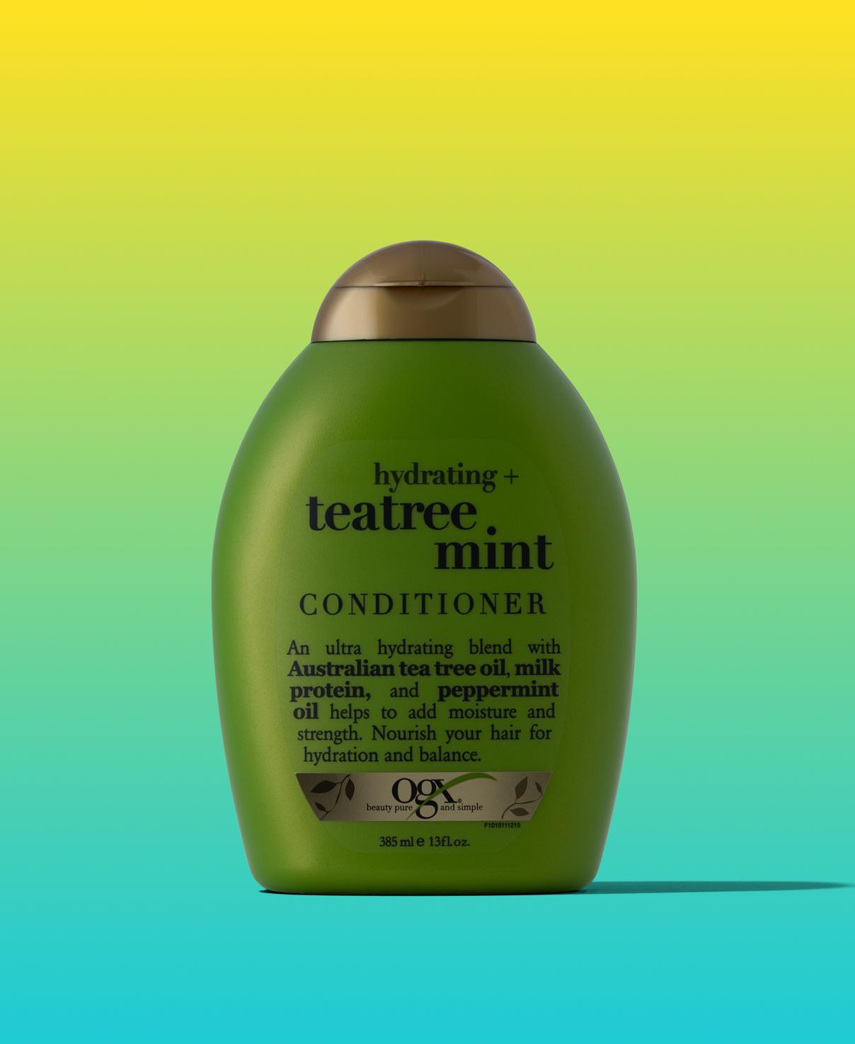 OGX Hydrating + Tea Tree Mint Conditioner, Nourishing & Invigorating Scalp Conditioner with Tea Tree & Peppermint Oil & Milk Proteins, Paraben-Free, Sulfate-Free Surfactants, 13 fl oz