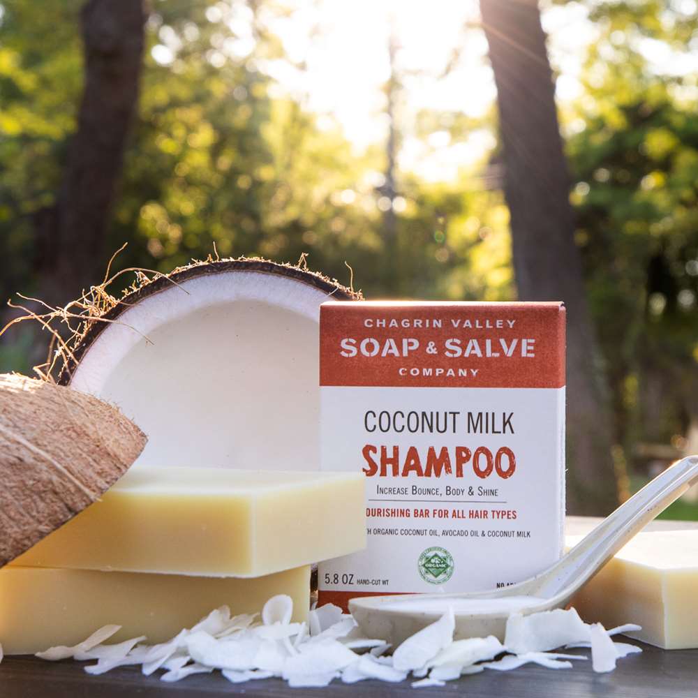 Organic Natural Coconut Milk Shampoo Bar - Coconut Milk Softens, Moisturizes, Adds Body to Dry, Frizzy, Curly, or Damaged Hair ? Vegan ? Zero Waste - 5.6 OZ (159g) Bar - Chagrin Valley Soap & Salve 5.6 Ounce (Pack of 1)