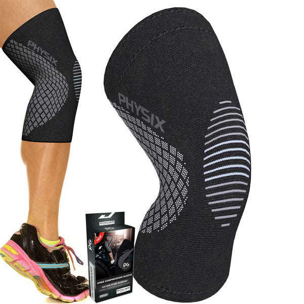 Physix Gear Sport Knee Support Brace - Best No-Slip Knee Braces for Knee Pain Women & Men, Compression Knee Sleeves for Running Workout Walking Hiking Sports Arthritis ACL Torn Meniscus Large | 19.5