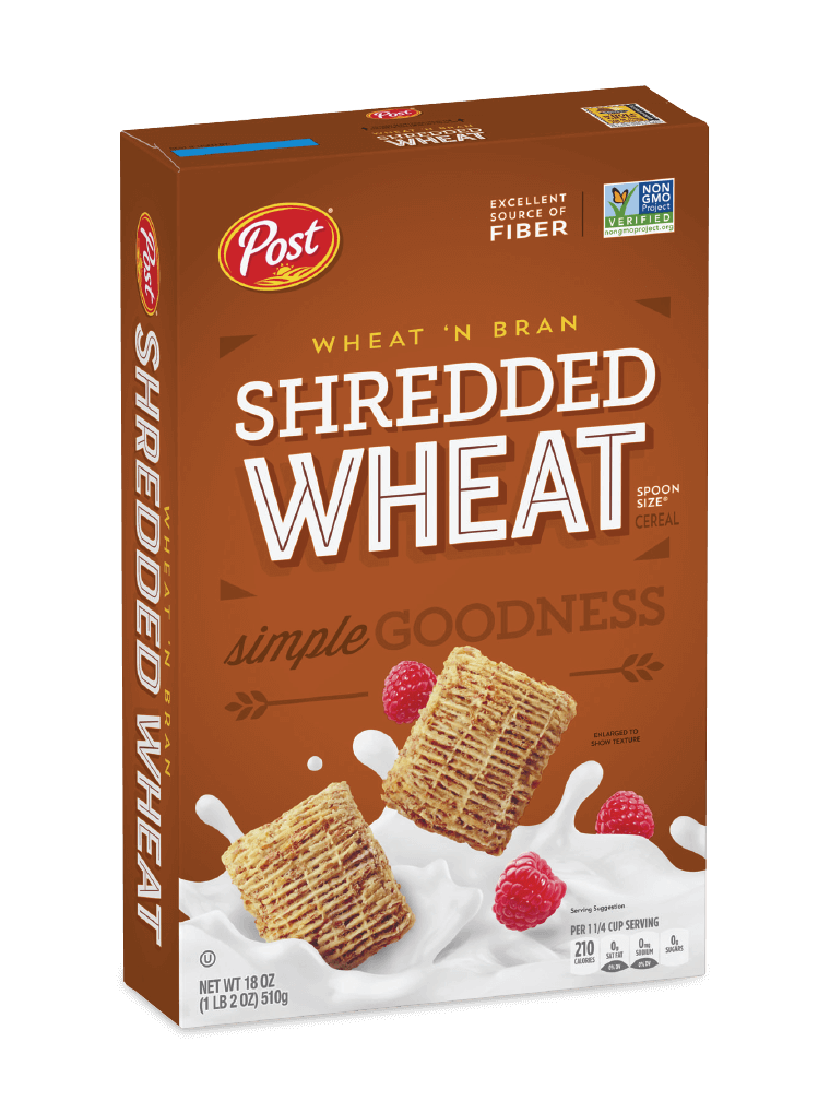 Post Shredded Wheat ' Bran, Spoon Size, 18-Ounce Boxes (Pack of 5)