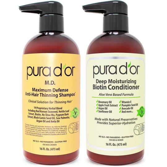 Pura D’or Original Gold Label Anti-Hair Thinning Shampoo And Deep Moisturizing Conditioner