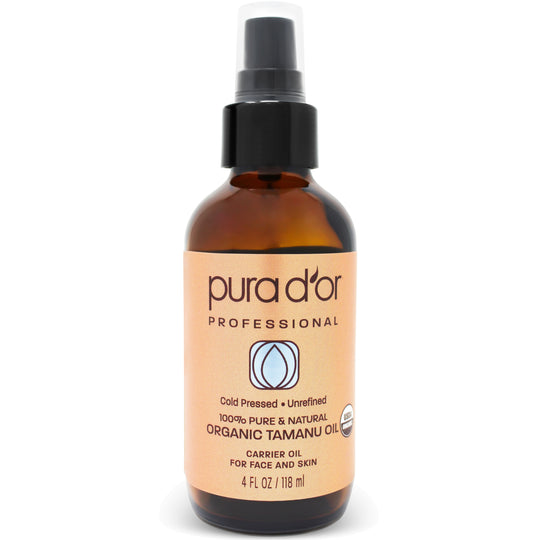 PURA D?OR Tamanu Oil (4oz / 118mL) USDA Organic Certified 100% Pure Natural Hexane Free Premium Grade Moisturizer - Helps Reduce Appearance of Scars from Psoriasis, Eczema & Acne (Packaging may vary)