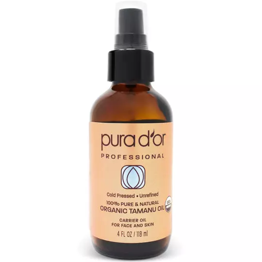 PURA D?OR Tamanu Oil (4oz / 118mL) USDA Organic Certified 100% Pure Natural Hexane Free Premium Grade Moisturizer - Helps Reduce Appearance of Scars from Psoriasis, Eczema & Acne (Packaging may vary)