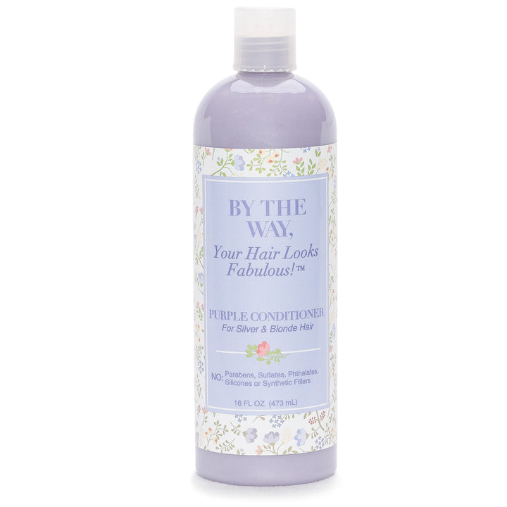 Purple Conditioner by The BTW Co. for Silver, Gray & Blonde Hair: Brighten and Remove Yellow or Brassy Tones with No Sulfates, No Parabens ? 16 ounce ? Cruelty-Free for Color-Treated and Natural Hair