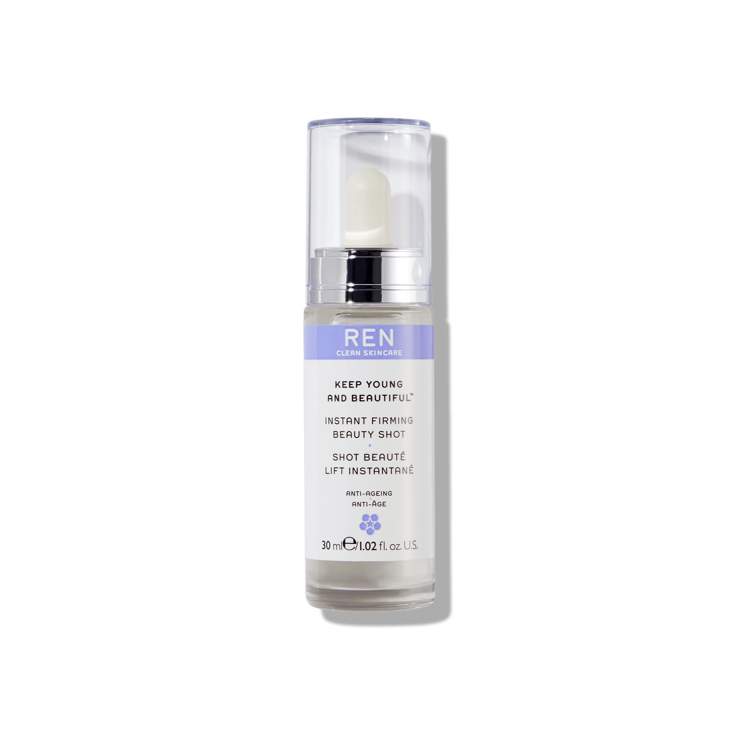 REN Clean Skincare - Anti-Aging Firming Face Serum Instantly Firms for Younger Looking Skin - Beauty Shot Gel Plumps, Tightens and Reduces Fine Lines and Wrinkles - Hyaluronic Acid and Red Algae for Sensitive Skin