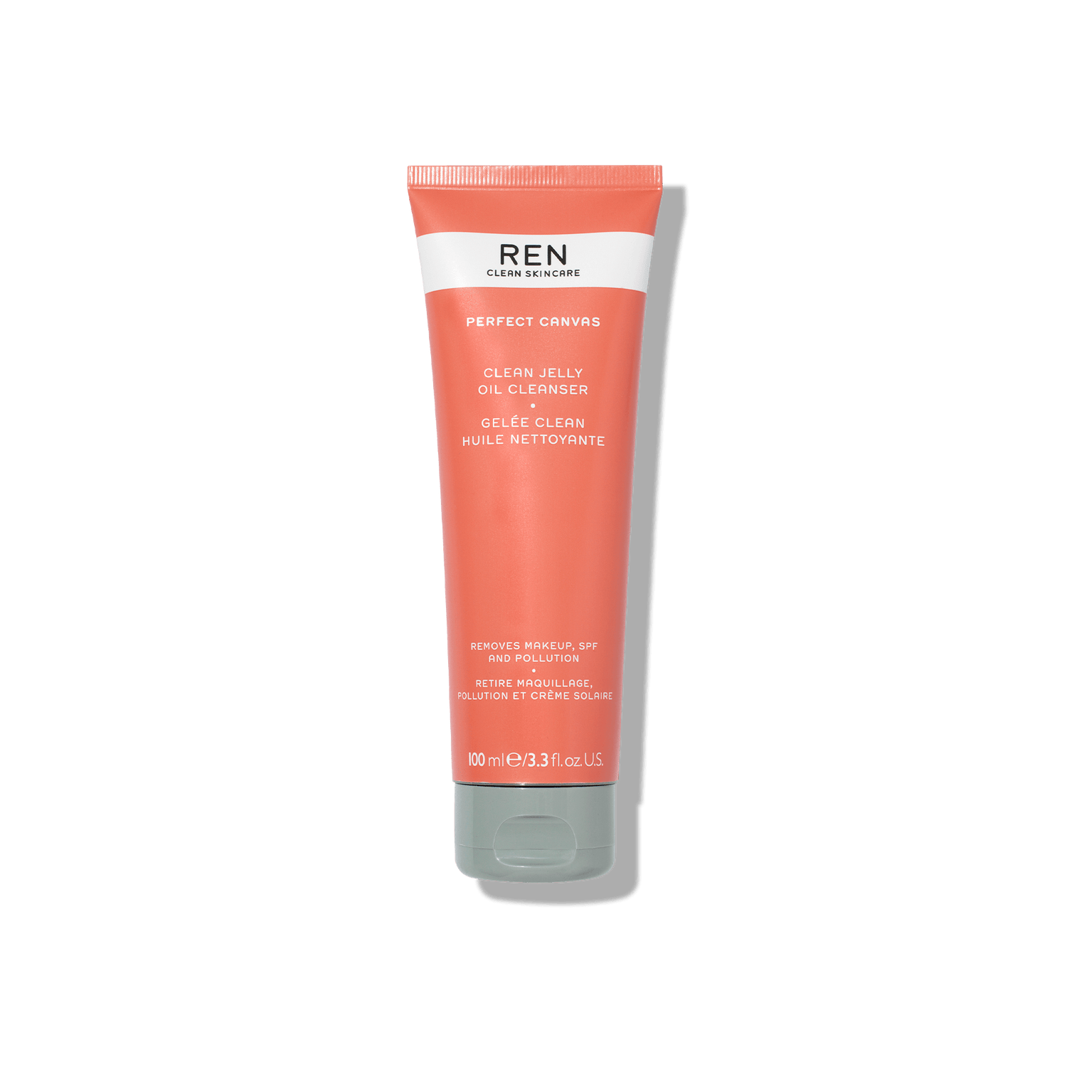 REN Clean Skincare Jelly Oil Facial Skin Cleanser - Hydrating Omega 3 and Omega 6 Antioxidants for Natural Makeup Removal - Cruelty Free & Vegan Gentle Face Wash, 3.3 Fl Oz