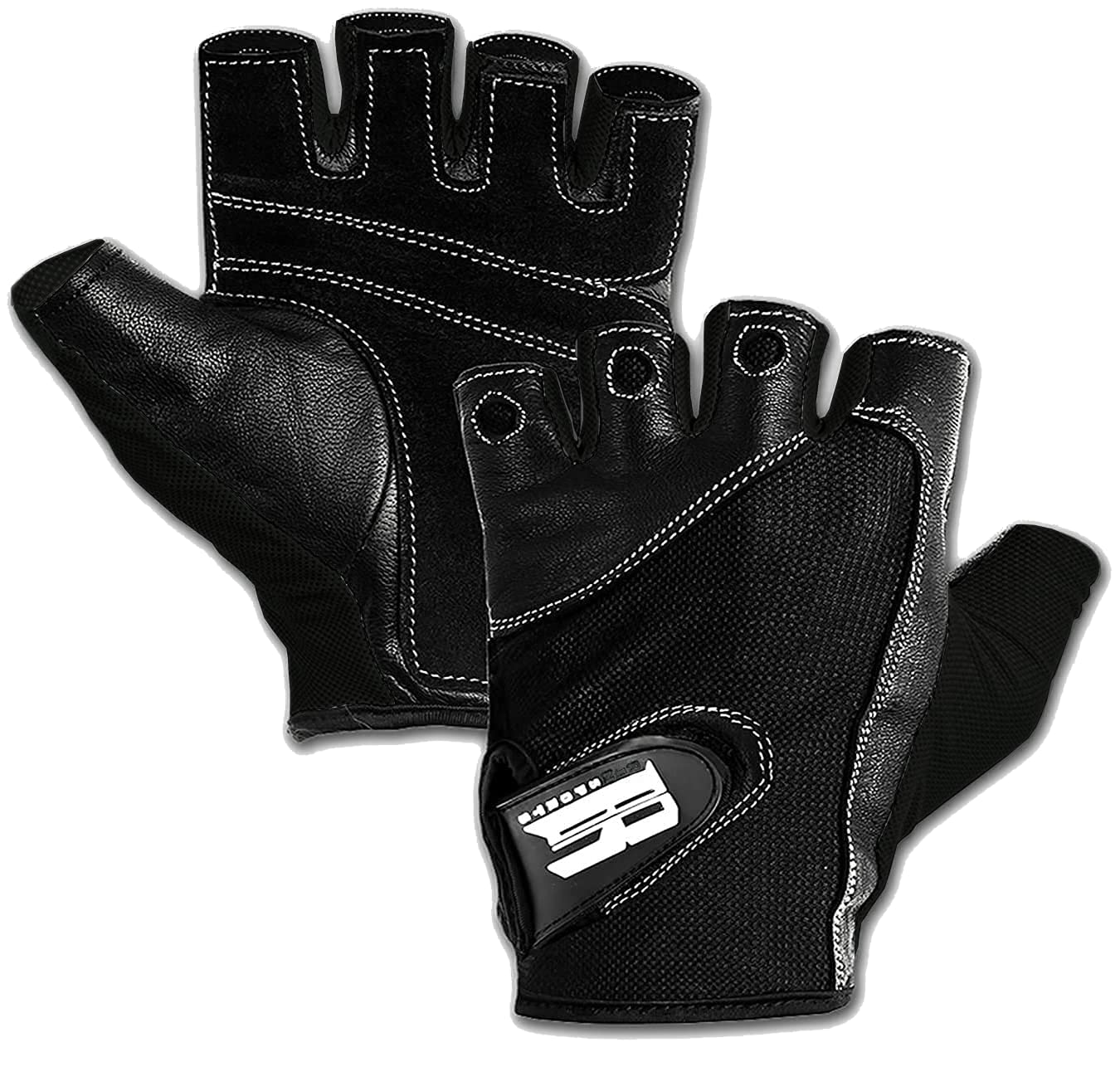 RIMSports Workout Gloves for Men and Women - Breathable Weight Lifting Gloves for Gym, Exercise, Weightlifting, Cycling, Rowing, Training Leather Palm Padded Thumb Protected Against Calluses Blister Black Large