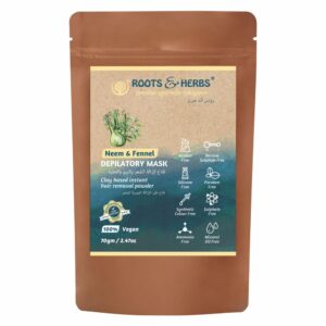 Roots & Herbs Neem & Fennel Depilatory Mask Clay Based Instant Hair Removal Powder