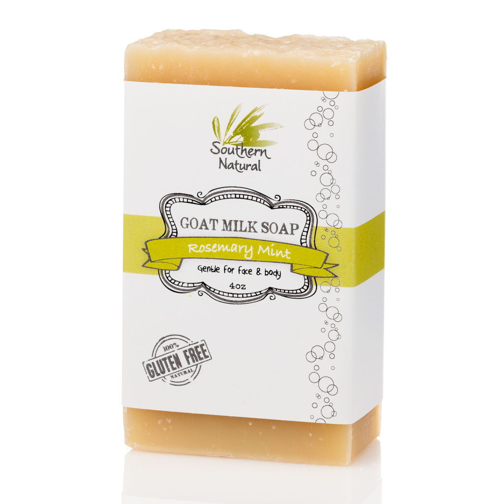 Rosemary Mint - All Natural Handmade Goat Milk Soap - For Dry Sensitive Skin. Gentle Face Soap, Hand Soap or Body Soap. For Men, Women and Kids. 2 Bar Pack/4 oz Bars With Bonus Soap Sock.