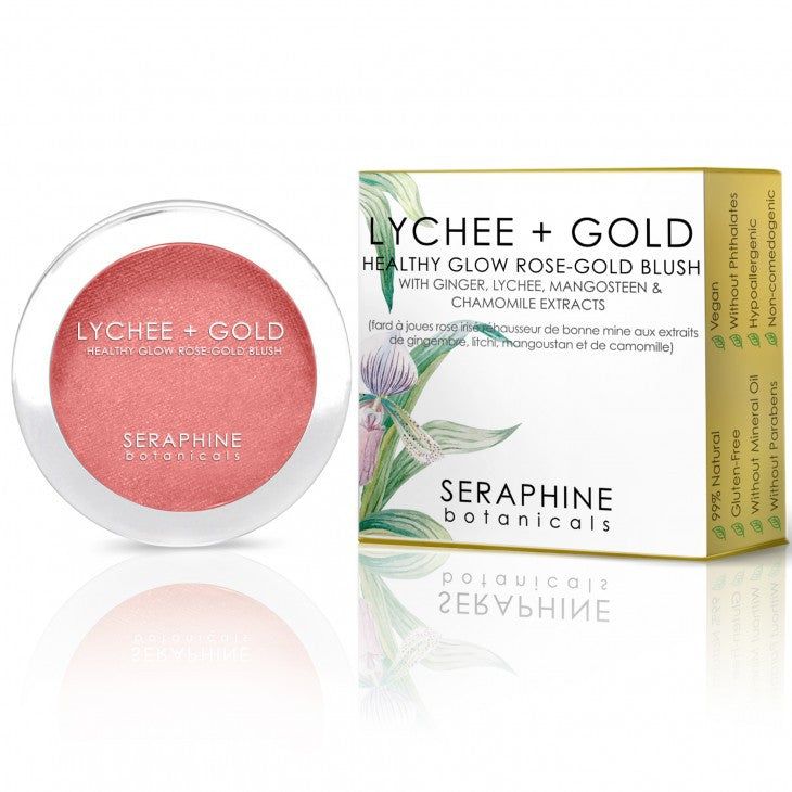 Seraphine Botanicals Ginger + Gold Illuminating Peach Frosting Blush - Vegan Cheek Color 0.11 oz