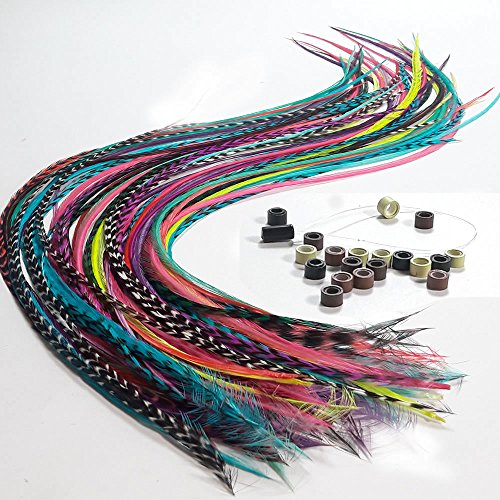 Sexy Sparkles Feather Hair Extensions Rainbow-Colored Feathers