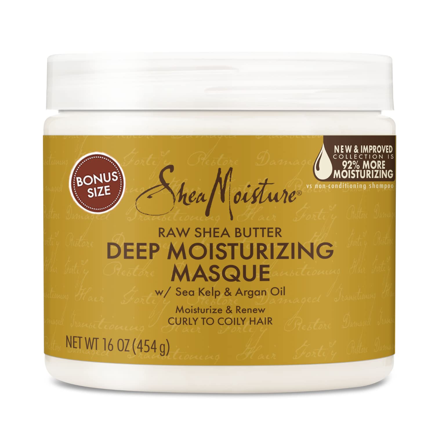Shea Moisture Deep Treatment Hair Mask to Promote Healthy Hair Growth, Raw Shea Butter with Sea Kelp & Argan Oil, Curly Hair Products, 16 Oz.
