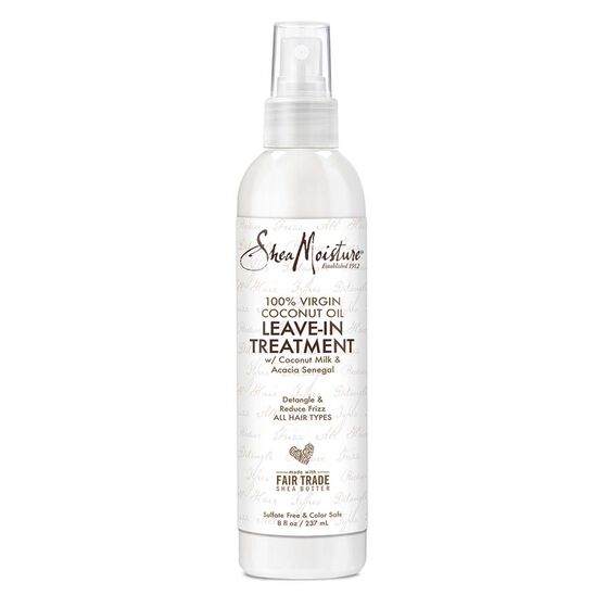 SheaMoisture 100% Virgin Coconut Oil Leave-in Conditioner Treatment for All Hair Types 100% Extra Virgin Coconut Oil Silicone Free Conditioner 8 oz 8 Fl Oz (Pack of 1)