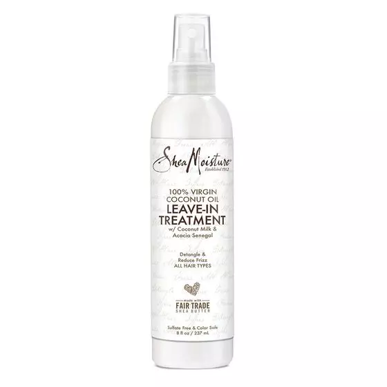 SheaMoisture 100% Virgin Coconut Oil Leave-in Conditioner Treatment for All Hair Types 100% Extra Virgin Coconut Oil Silicone Free Conditioner 8 oz 8 Fl Oz (Pack of 1)