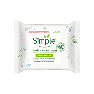 SIMPLE FACE Simple Kind To Skin Facial Care Micellar, white, 25 Count (Pack of 4)