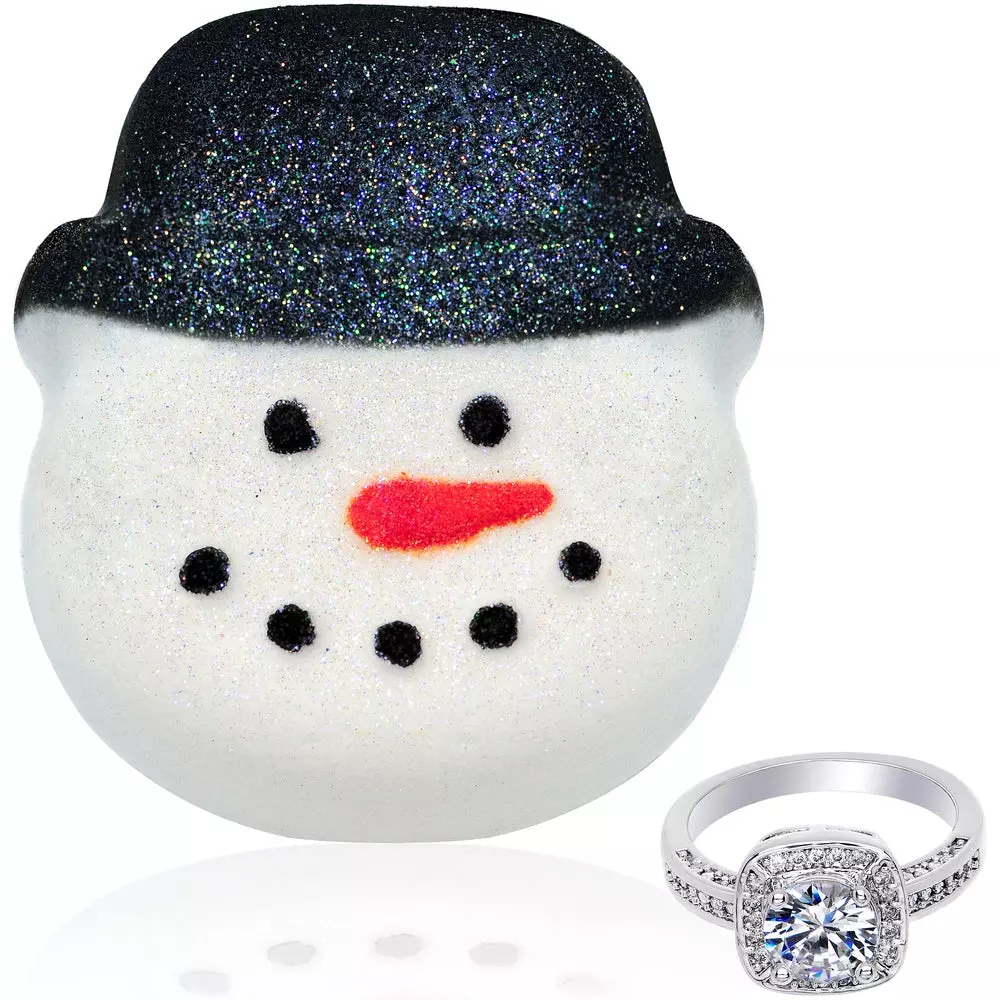 Snowman Bath Bombs with Rings Inside Bath Fizzies Surprise Size Ring Made in USA