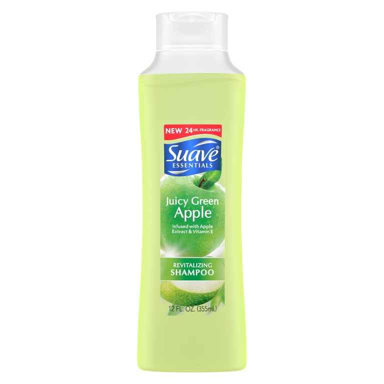 Suave Essentials Revitalizing Shampoo, Juicy Green Apple, 15 fl oz (3 pack) (Bundle)