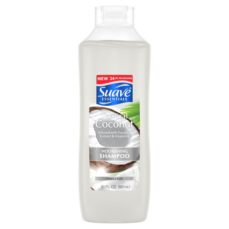Suave Essentials Shampoo - Tropical Coconut - Family Size - Net Wt. 30 FL OZ (887 mL) Per Bottle - Pack of 2 Bottles