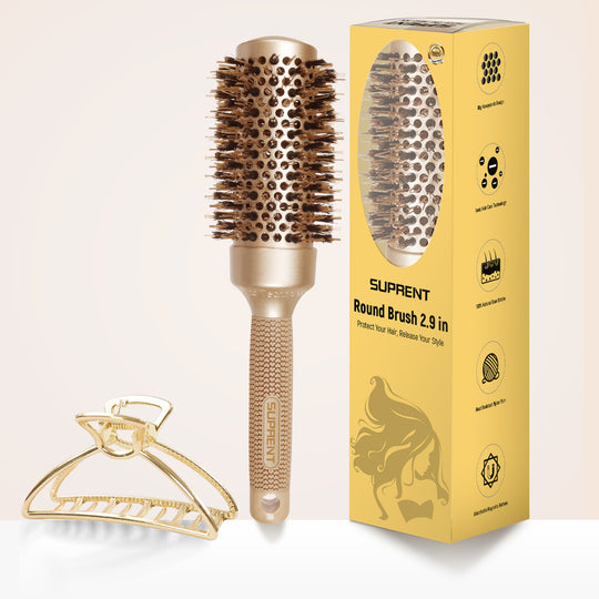SUPRENT Round Brush with Natural Boar Bristles