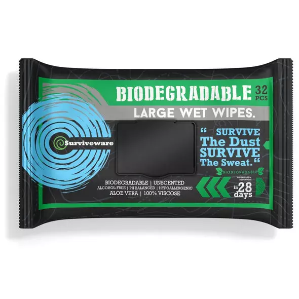 Surviveware Biodegradable Large Wet Wipes