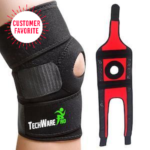TechWare Pro Knee Brace Support - Knee Braces for Knee Pain. Relieves ACL, LCL, MCL, Meniscus Tear, Arthritis, Tendonitis Pain. Dual Stabilizers Non Slip Neoprene. Adjustable Bi-Directional Straps -5 Sizes Black Large