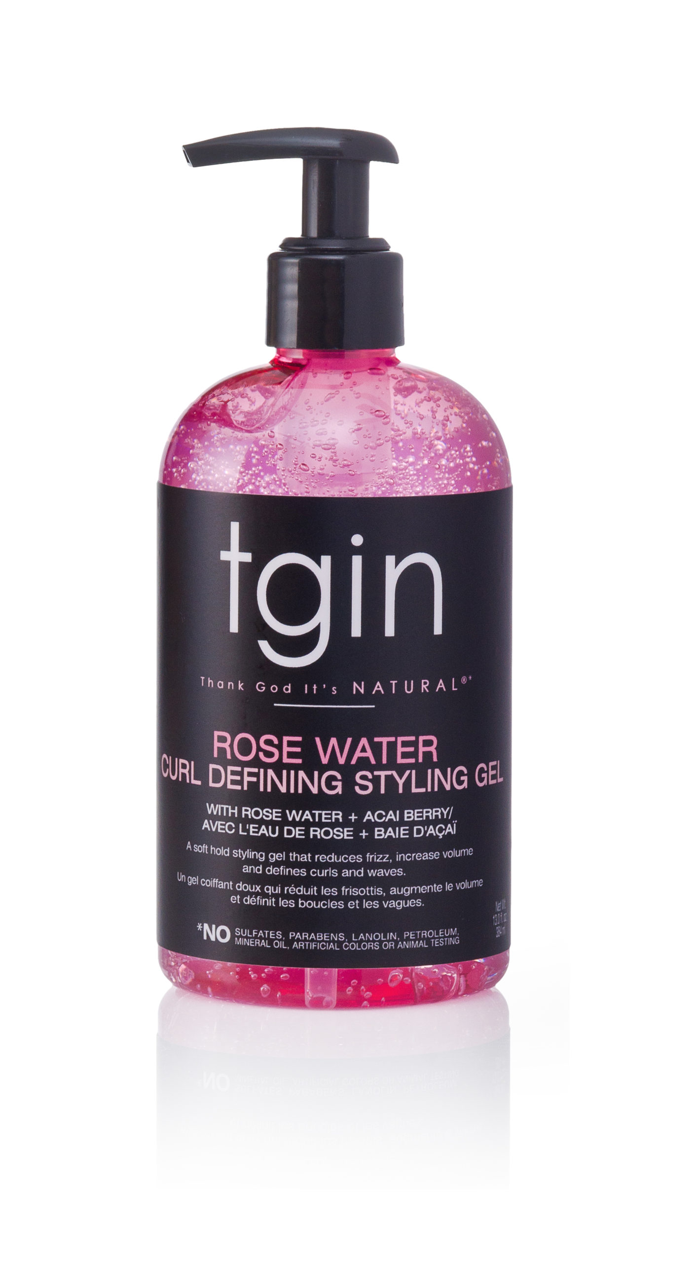 tgin Rose Water Defining Styling Gel for Natural hair - Curls - Waves - Low porosity hair - Fine hair 13OZ 13 Ounce (Pack of 1)