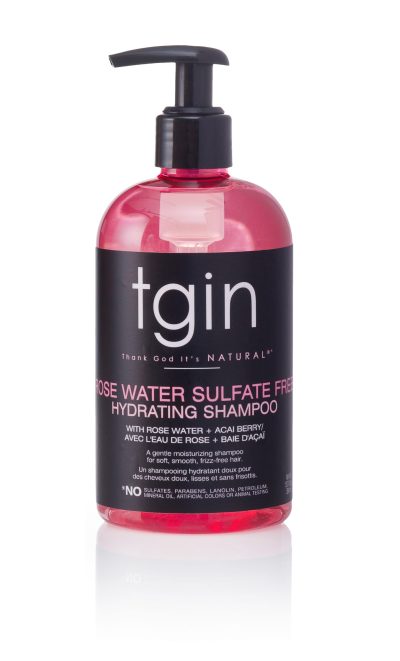 tgin Rose Water Sulfate-Free Hydrating Shampoo for Curls - Waves - Protective Styles - Low Porosity Hair - Fine hair 13oz