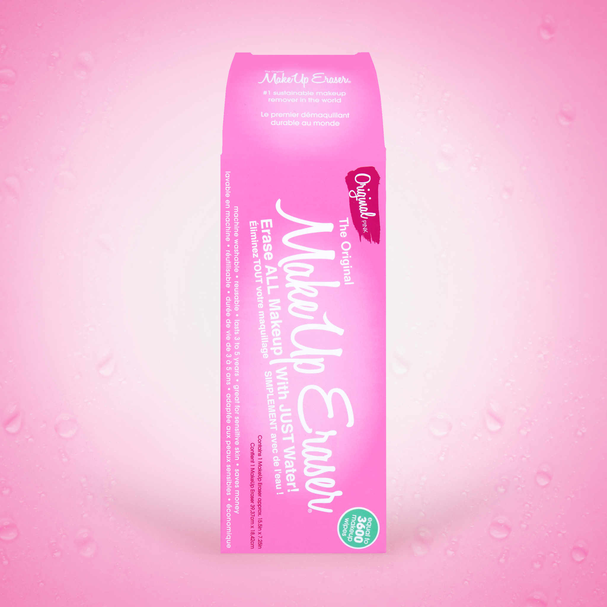 MakeUp Eraser, Erase All Makeup With Just Water, Including Waterproof Mascara, Eyeliner, Foundation, Lipstick and More 1 Count (Pack of 1) Original Pink