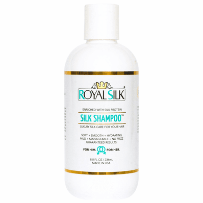 The Original Silk Shampoo by Royal Silk. Soft as Silk for Hair Like Silk. Ultra Mild, Soothing and Smoothing. All Genders, Ages, Hair Types. Color Safe. Fights Dandruff. Made in the USA.