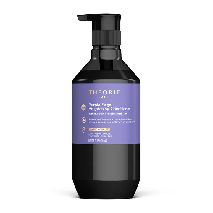 THEORIE Purple Sage Brightening Conditioner- Balance, Tone & Brighten Blonde, Silver, Grey, Bleached, Color Treated or Highlighted Hair, Eliminate Brassiness & Yellowing, 800mL 27.05 Fl Oz (Pack of 1)