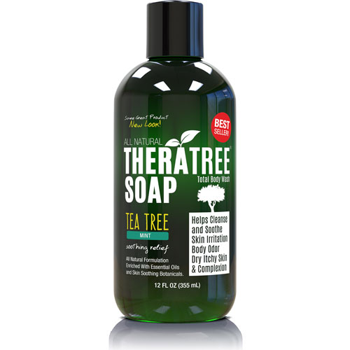 TheraTree Tea Tree Oil Soap with Neem Oil - 12oz - Helps Skin Irritation, Body Odor, & Helps Restore Healthy Complexion for Body and Face by Oleavine TheraTree