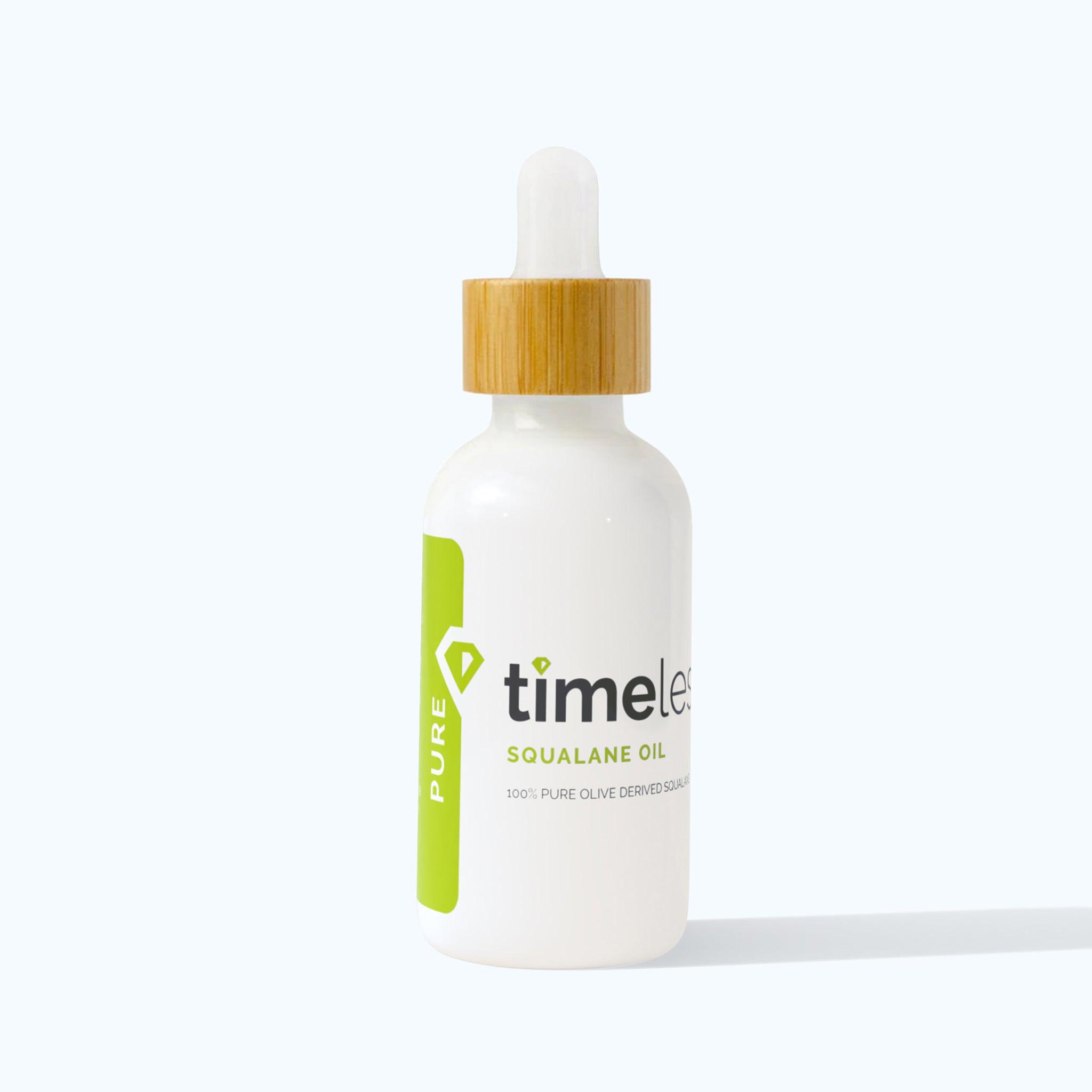 Timeless Skin Care Squalane Oil 100% Pure - 2 oz - Lightweight, Plant-Based Dry Oil - Improves Skin Elasticity & Radiance - Regulates Oil Production - All Skin Types, Including Acne-Prone Skin 2 Ounce (Pack of 1)