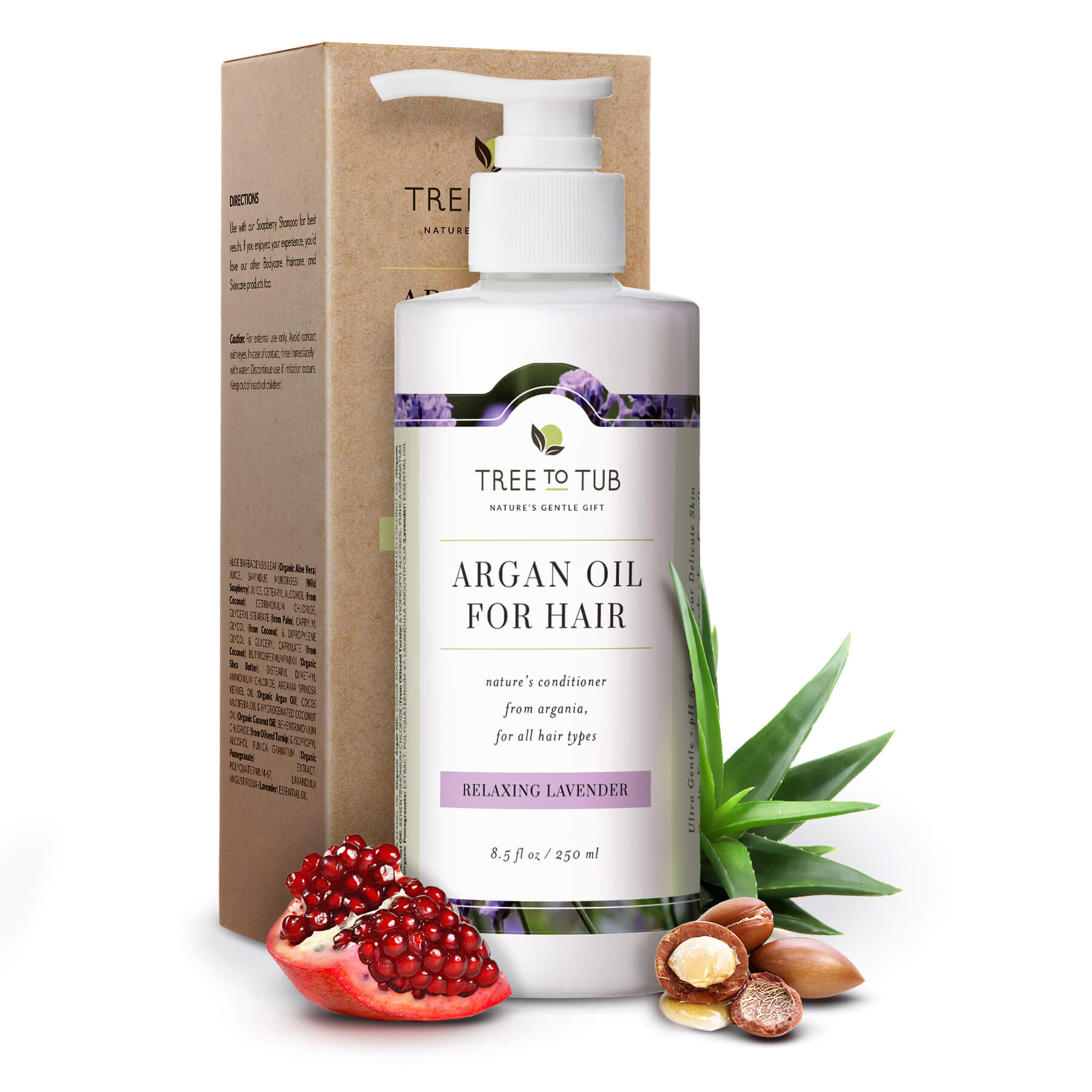 Tree To Tub Moisturizing Conditioner for Dry Hair & Dry Scalp - Hydrating Sulfate Free Argan Oil Conditioner & Vegan Hair Moisturizer for Women & Men w/Organic Coconut Oil, All Natural Lavender 8.5 Fl Oz (Pack of 1)