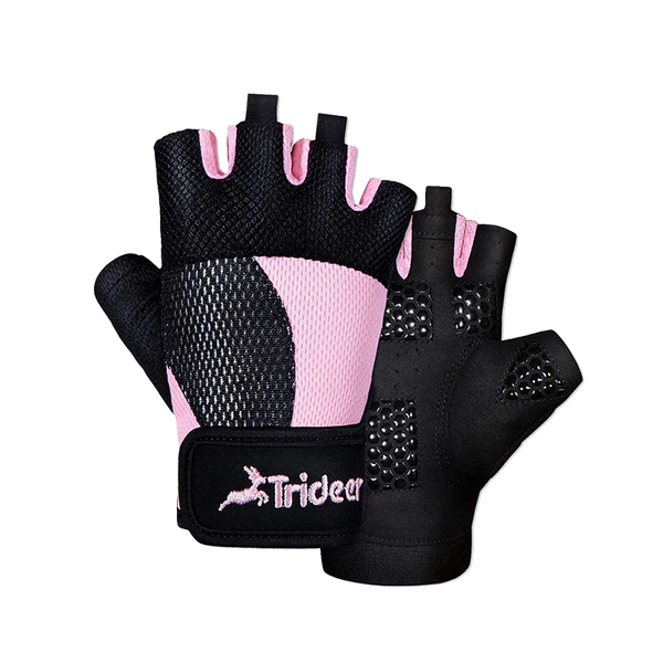 Trideer Lightweight Breathable Workout Gloves for Women - Fingerless Weight Lifting Gloves Full Palm Protection - Pink Gym Gloves for Exercise, Cycling, Rowing, Fitness Pink Small (6.3-7.1 in)