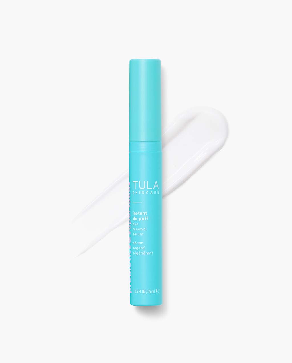 TULA Probiotic Skin Care Instant De-Puff Multi-Spectrum Eye Renewal Serum (Travel-Size) | Dark Circles Under Eye Treatment, Contains Caffeine to Reduce Puffiness and Signs of Wrinkles | 0.25 fl oz