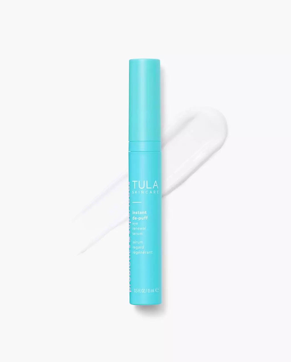TULA Probiotic Skin Care Instant De-Puff Multi-Spectrum Eye Renewal Serum (Travel-Size) | Dark Circles Under Eye Treatment, Contains Caffeine to Reduce Puffiness and Signs of Wrinkles | 0.25 fl oz