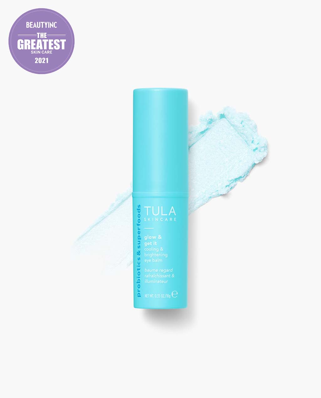 TULA Skin Care Glow & Get It Cooling & Brightening Eye Balm | Dark Circle Under Eye Treatment, Instantly Hydrate and Brighten Undereye Area, Portable and Perfect to Use On-the-go | 0.35 oz.