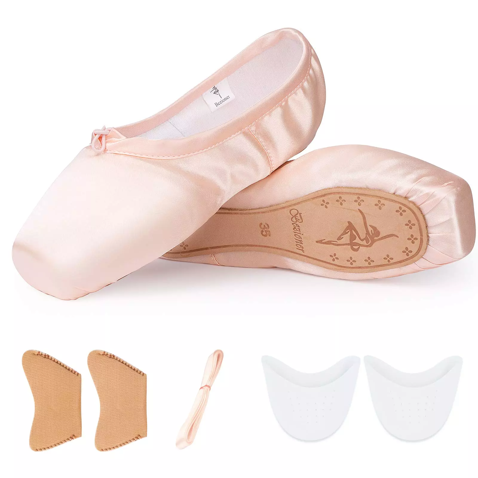 TXJ Sports Ballet Shoes Pink Point Ballet Shoes for Girls and Women