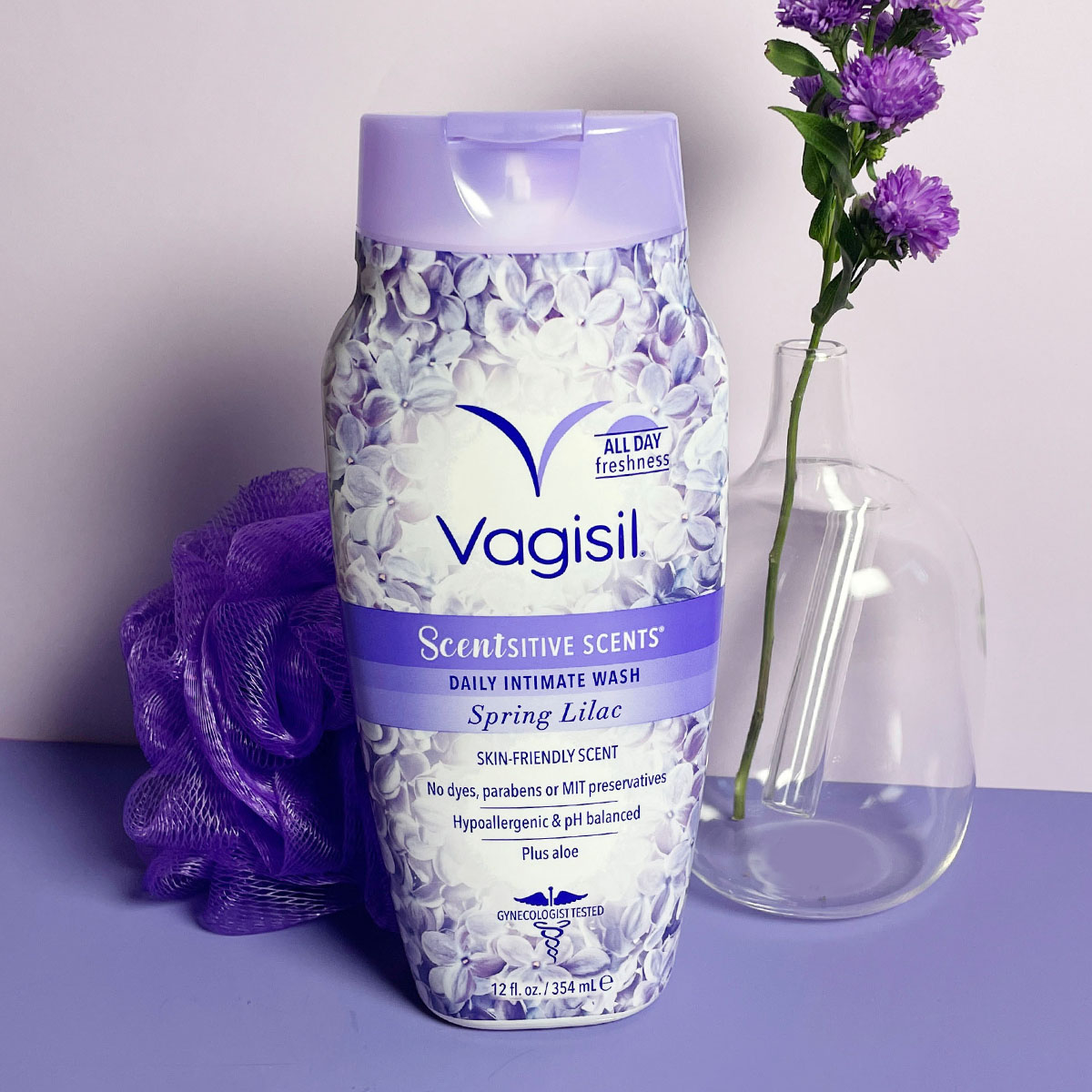 Vagisil Scentsitive Scents Daily Intimate Feminine Wash for Women, Gynecologist Tested, Spring Lilac, Fresh and Gentle on Skin, 12 Fluid Ounce, Pack of 1 12 Fl Oz (Pack of 1) Spring Lilac