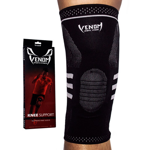 Venom Knee Sleeve Compression Brace - Elastic Support & Side Stabilizers, Runner's Knee, Jumper's Knee, Arthritis Pain, ACL, Basketball, Soccer, Crossfit, Lifting, Running, Sports, Men, Women Extra-Large