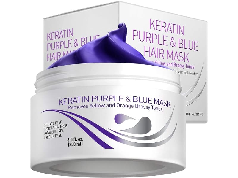 Vitamins Keratin Purple Hair Mask - Violet Blue Protein Deep Conditioner Treatment - Toner for Blonde Platinum Silver Gray Ash or Brown Colored Dry and Damaged Brassy Hair